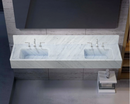 Carrara White Marble Bathroom Double Sink Fluted on Front (W)21" (L)72" (H)8" bathroom view