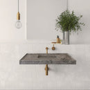 Tundra Grey Marble Rectangular Wall-mount Bathroom Sink Hidden Drain (W)20" (L)48" (H)5" bathroom view