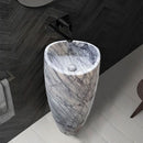 New York Marble Designer Pedestal Stand-Alone Sink (W)22" (L)22" (H)34" bathroom view black faucet mounted ib wall