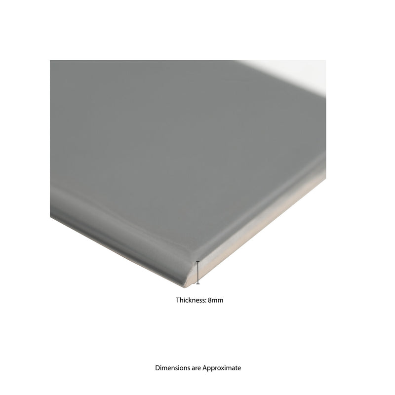 Urbano Graphite Bullnose 4"x12" Glossy Ceramic Wall Tile - MSI Collection product shot measure view 2