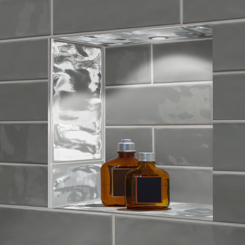 Urbano Graphite Bullnose 4"x12" Glossy Ceramic Wall Tile - MSI Collection product shot bathroom view 2