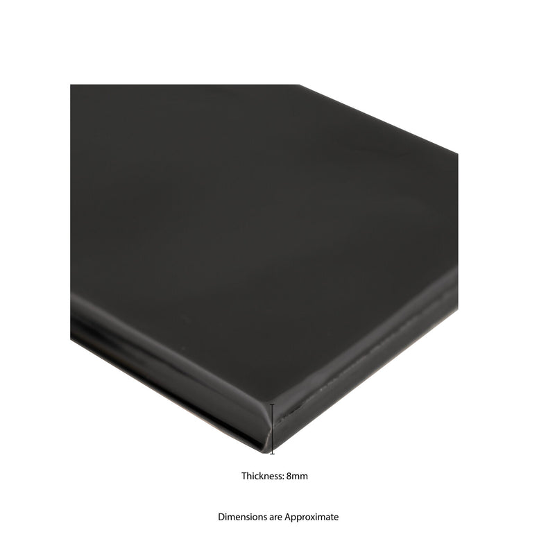 Urbano Ink Bullnose 4"x12" Glossy Ceramic Wall Tile - MSI Collection product shot measure view 2