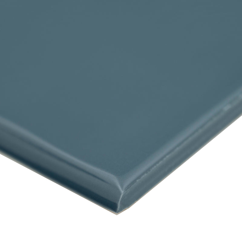 Urbano Navy Bullnose 4"x12" Glossy Ceramic Wall Tile - MSI Collection product shot edge view