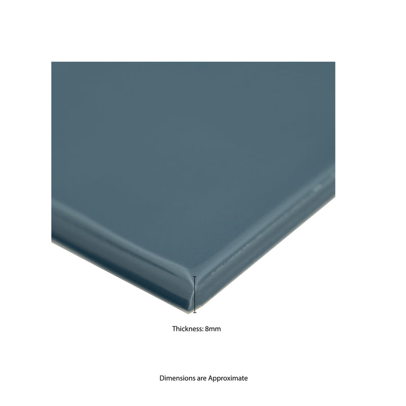 Urbano Navy Bullnose 4"x12" Glossy Ceramic Wall Tile - MSI Collection product shot measure view 2