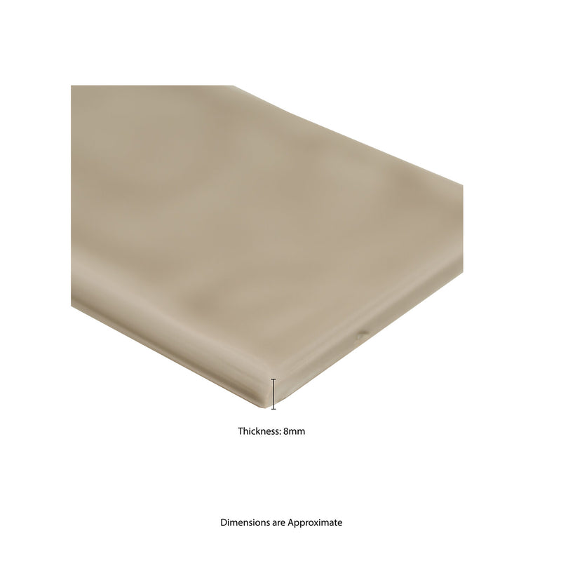 Urbano Warm Concrete Bullnose 4"x12" Glossy Ceramic Wall Tile - MSI Collection measure view