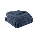 Full/Queen 3 Piece Navy Pompom Microfiber Hypoallergenic Comforter Set