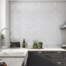 Tapered Ice white 12 1/2"x12" Honed & polished Marble Waterjet Decos Product shoot kitchen view