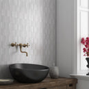 Ice white 13 3/16"x11" Afyon White Multi Finish Baby Picket Marble Mosaic Product shoot mosaic view 3