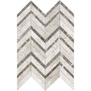 Silver light 16"x11 7/8" Multi Finish Chevron Fusion Marble Mosaic Product shoot mosaic view