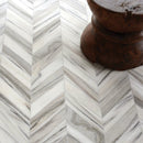Chevron Citylight Vein Cut 13"x10" Polished Marble Waterjet Decos floor view
