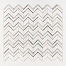 Ice white 16"x11 7/8" Skyline Polished Chevron Fusion Marble Mosaic Product shoot mosaic view