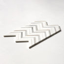 Ice white 16"x11 7/8" Skyline Honed Chevron Fusion Marble Mosaic Product shoot mosaic view 1