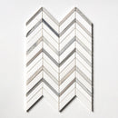 Ice white 16"x11 7/8" Skyline Honed Chevron Fusion Marble Mosaic Product shoot mosaic view 3