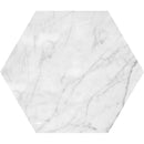 Hexagon White Carrara 5 25/32"x5" Honed Marble Waterjet Decos profile view