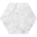 Hexagon White Carrara C 5 25/32"x5" Polished Marble Waterjet Decos tile view