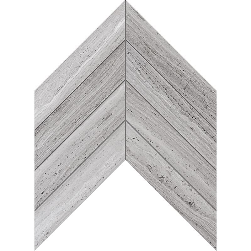 Chevron Alpha Light 13"x10" Honed Marble Waterjet Decos Tile