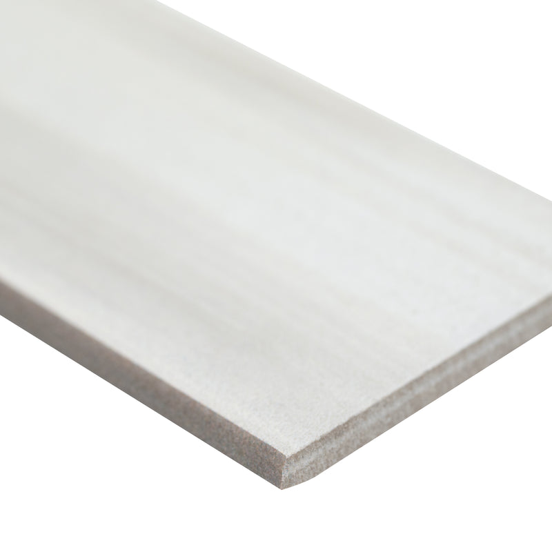 Water ColorBianco Bullnose 3.5"x24" Glazed Porcelain Wall Tile - MSI Collection product shot edge view