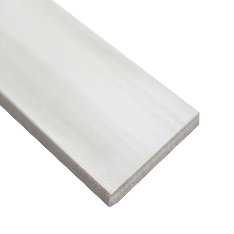 Water ColorBianco Bullnose 3.5"x24" Glazed Porcelain Wall Tile - MSI Collection product shot edge view