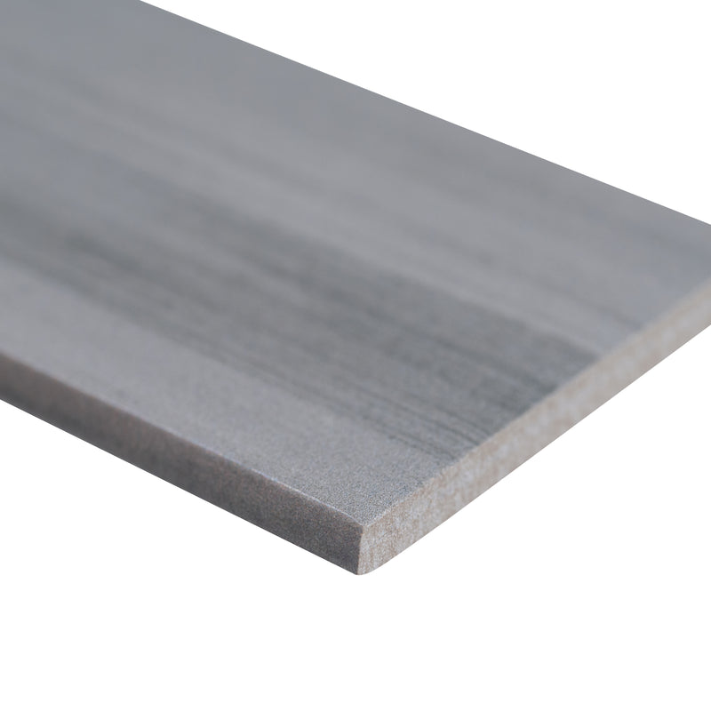 Water Color Graphite Bullnose 3.5"x24" Glazed Porcelain Wall Tile - MSI Collection Product shot edge view