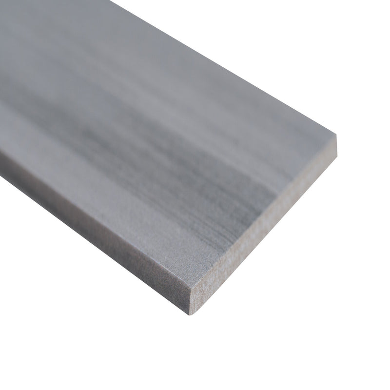 Water Color Graphite Bullnose 3.5"x24" Glazed Porcelain Wall Tile - MSI Collection Product shot edge view