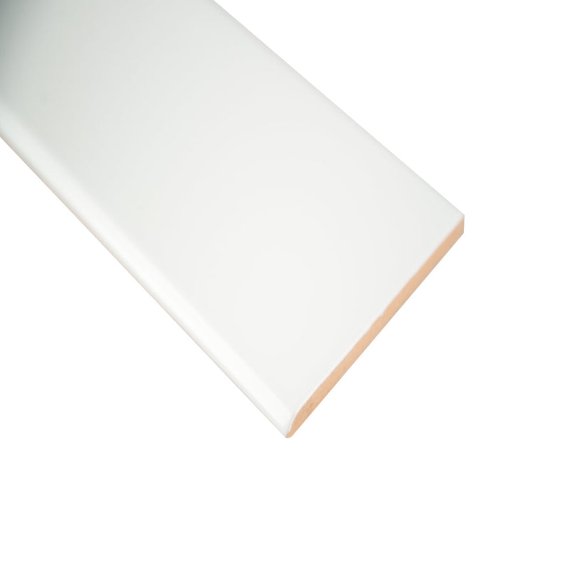 White Bullnose 4"x16" Glossy Ceramic Wall Tile - MSI Collection profile view 2