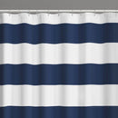 72 x 70 inch Polyester Navy Blue White Nautical Ocean Striped Shower Curtain