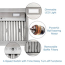 30" Range Hood Insert, Ultra Quiet Stainless Steel 6" Ducted with 600 CFM Powerful Suction