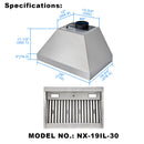 30" Range Hood Insert, Ultra Quiet Stainless Steel 6" Ducted with 600 CFM Powerful Suction
