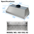 42" Range Hood Insert, Ultra Quiet Stainless Steel 8" Ducted with 1200 CFM Powerful Suction