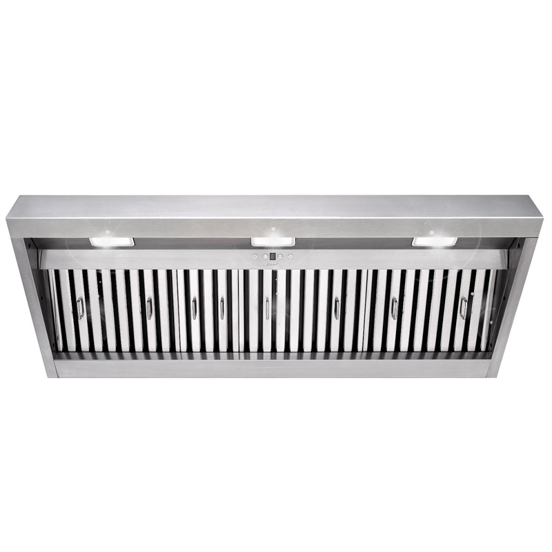 Range Hood Insert 48 Inch, 1200 CFM Built-in Kitchen Hood with 4 Speeds, Ultra-Quiet Stainless Steel Ducted Vent Hood Insert with Dimmable LED Lights and Dishwasher Safe Filter