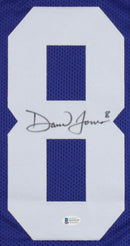Daniel Jones New York Giants Autographed Royal Blue Football Jersey - Beckett Authenticated