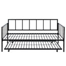 Twin size Heavy Duty Metal Daybed with Roll-Out Trundle Bed