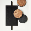 Natural Iron Rimmed Board | Round Wood Serving Tray | 10"