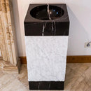 Black Carrara Marble Pedestal Sink Toros - Handcrafted 16x16