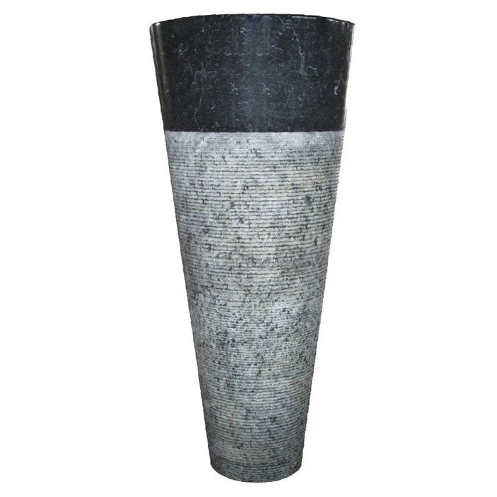 Natural Stone Black Marble Stand-alone Conical Shape Pedestal Sink (W)16" (L)16" (H)36" 