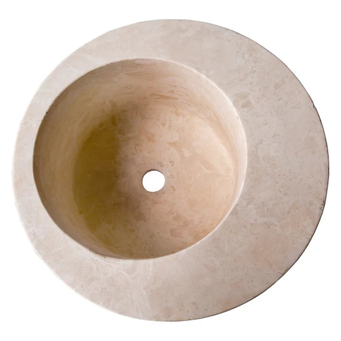 Natural Stone Light Beige Travertine Misaligned Designer Above Counter Bathroom Sink top view