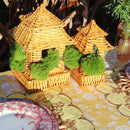 10 (+1 Free Bonus) Small Natural Rattan Pagoda Lanterns - Handmade