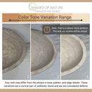 Round Tan Travertine Vessel Bathroom Sink - Handcrafted Natural Travertine Above Counter Vanity Basin