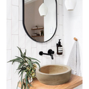 Light Travertine Natural Stone Round Vessel Sink - 14 x 7 Inches
