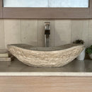 OVAL CHISELED NATURAL STONE VESSEL SINK
