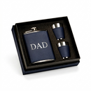 Navy Leatherette Flask & Stainless Steel Shot Glass Set