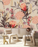 Light Wallpaper with Exotic Flowers