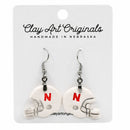 Nebraska Football Helmet Dangle Polymer Clay Earrings | Clay Art Originals