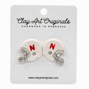 Nebraska Football Helmet Stud Polymer Clay Earrings | Clay Art Originals
