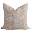 Arlet Floral Block Printed Pillow Cover | Light Brown