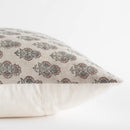 Calla Floral Block Printed Pillow Cover | Light Brown, Sage Green | Lumbar
