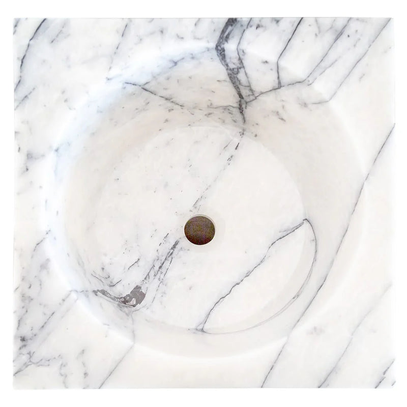 Natural Stone New York White Marble Stand-alone Pedestal Cone Shaped Bathroom Sink top view