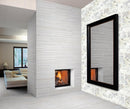 New York Ledger 3D Panel 6"x24" Natural Marble Wall Tile - Full Truckload installed modern house wall interior big rectangular black framed mirror small fireplace on the other wall