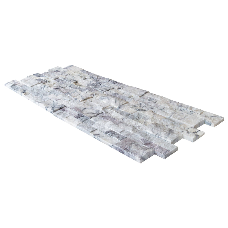 New York Ledger 3D Panel 6x24 Natural Marble Wall Tile splitface multiple angle view