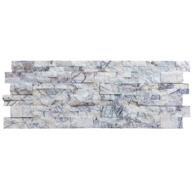 New York Ledger 3D Panel 6x24 Natural Marble Wall Tile splitface multiple top view